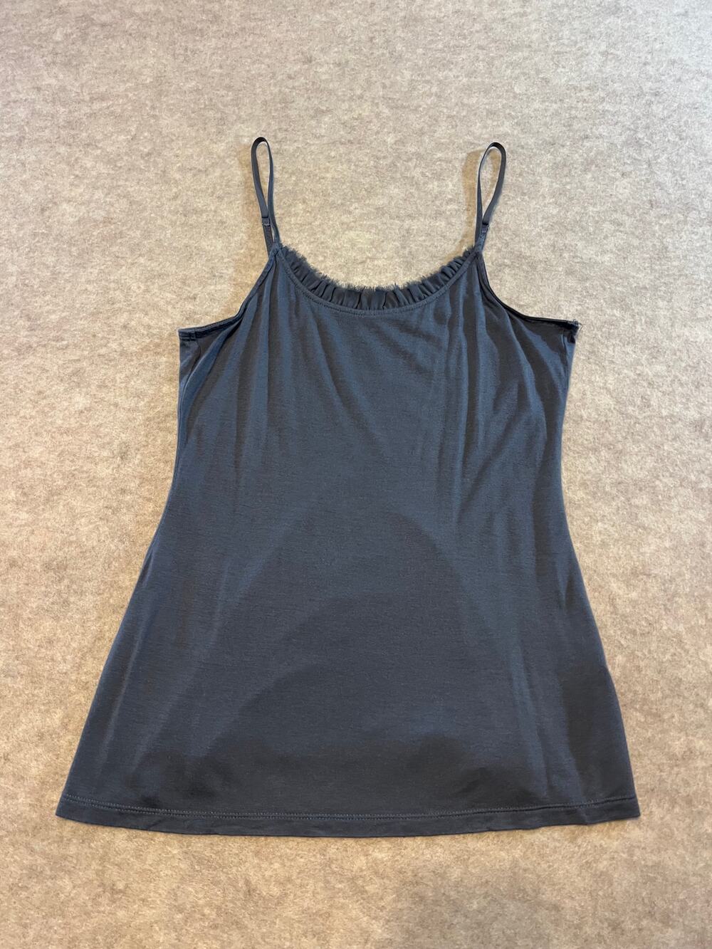 The Limited Raw Edge Chiffon Trim Gray Camisole Tank Top Size Medium